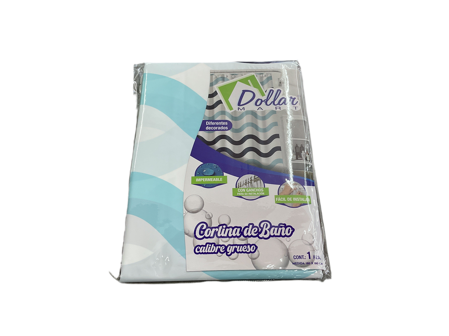 CORTINA DE BAÑO CALIBRE GRUESO DOLLAR MART