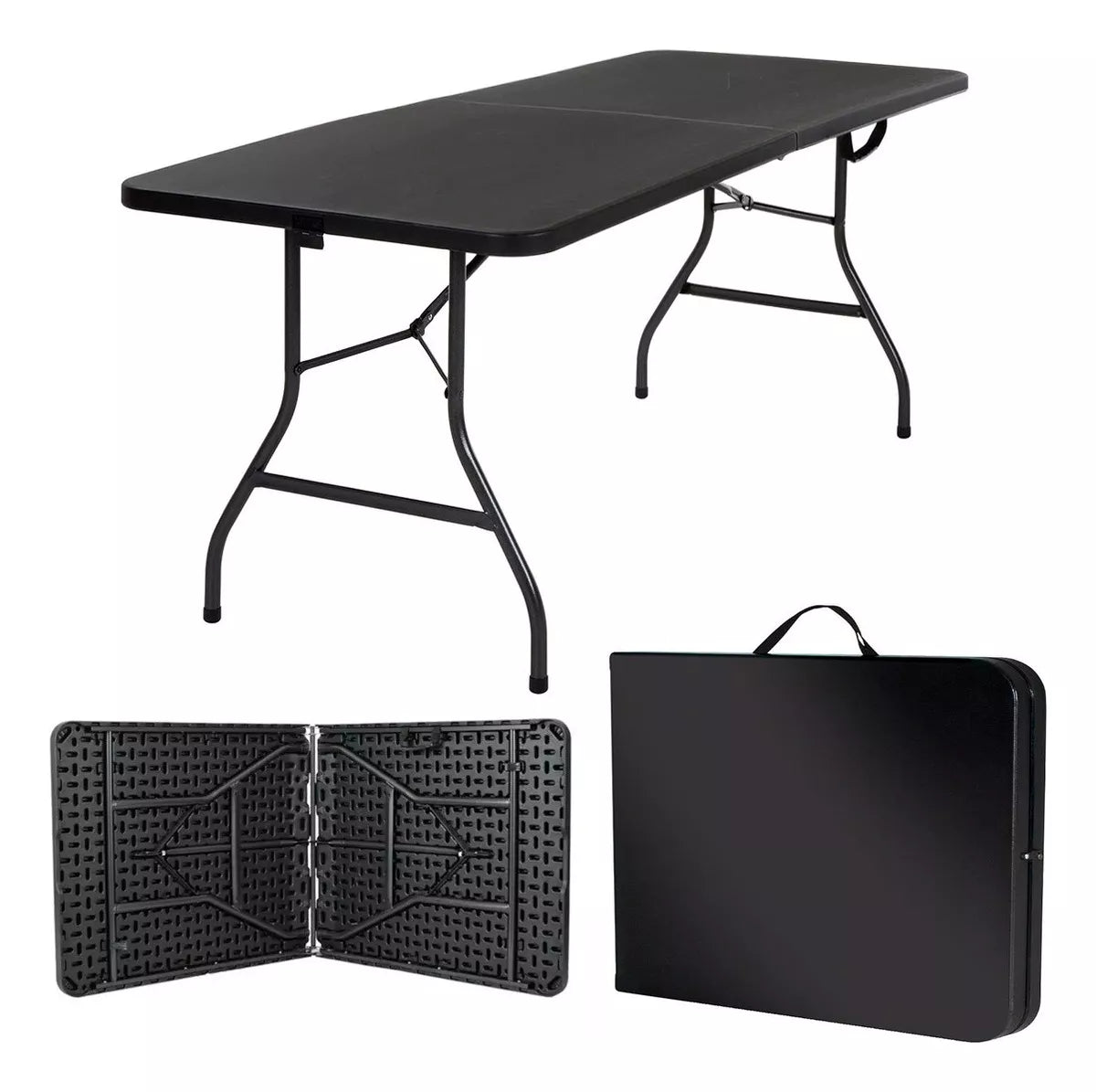 MESA PLEGABLE 180 x 74 NEGRA REFORZADA GREENLAND