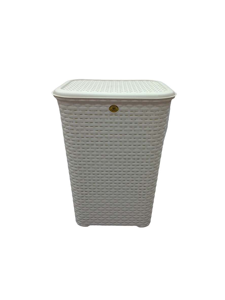 CESTO RATTAN CON TAPA BLANCO