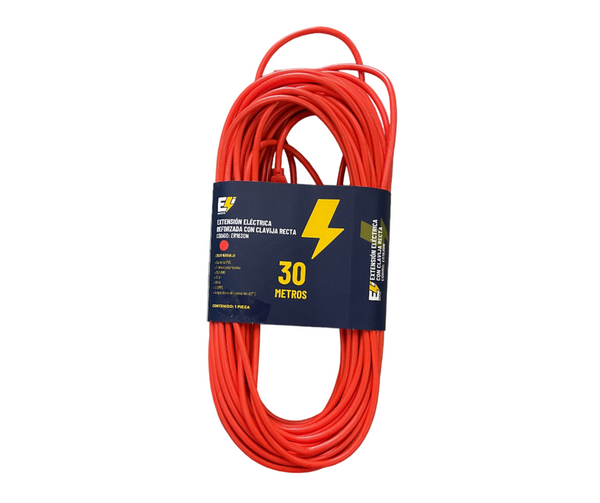 Extensión Eléctrica Naranja Con Clavija Estándar 30 M