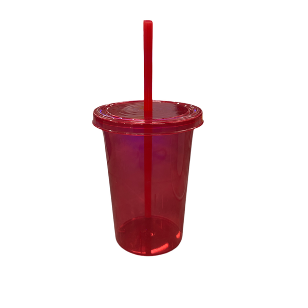 VASO CON TAPA Y POPOTE 16 OZ