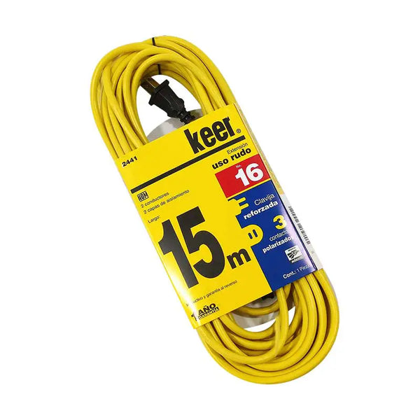 2441 KEER EXTENSION ELECTRICA 15M USO RUDO AMARILLA