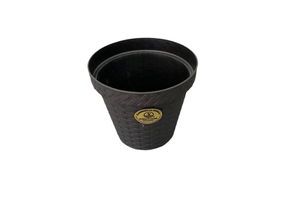MACETA RATTAN REDONDA D12 GRIS OXFORD