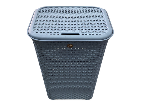 CESTO RATTAN C/TAPA L45.5X33 AZUL