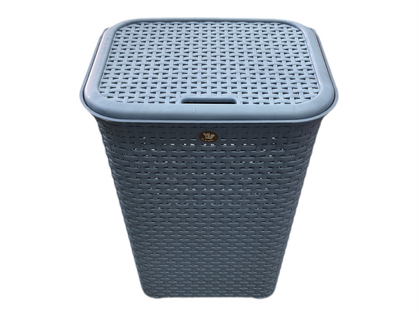 CESTO RATTAN C/TAPA L45.5X33 AZUL