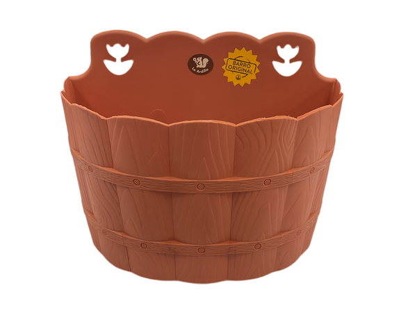 MACETA PARED MADERA #2 BARRO