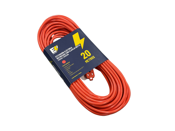 Extension Electrica Naranja Con Clavija Estandar 20M