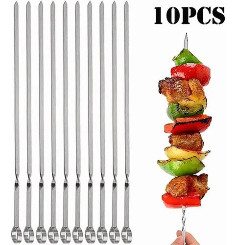 VARILLA PARA BROCHETA METALICA 38 CM 10 PZ