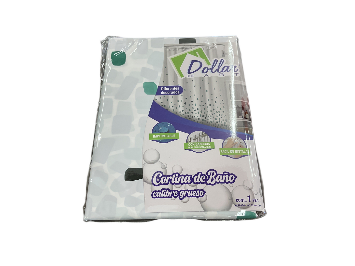 CORTINA DE BAÑO CALIBRE GRUESO DOLLAR MART