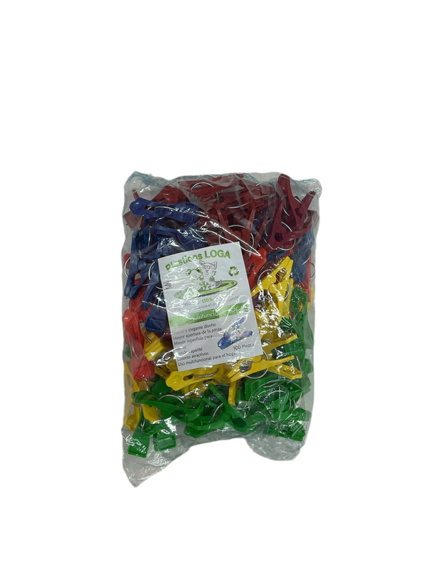 PAQUETE DE 100 PINZAS SOLIDAS LOGA