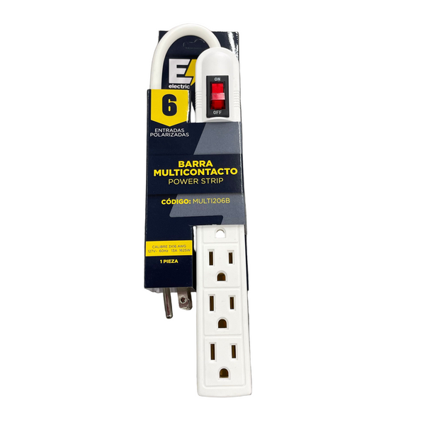 Barra Multicontacto 6 Receptaculos 50cm Blanca