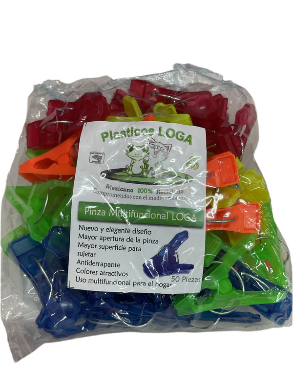 PAQUETE DE 50 PINZAS TRANSLUCIDAS LOGA