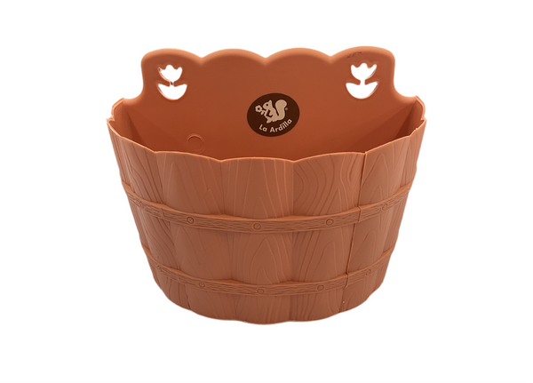 MACETA PARED MADERA #0 L17X8 A12.5 BARRO