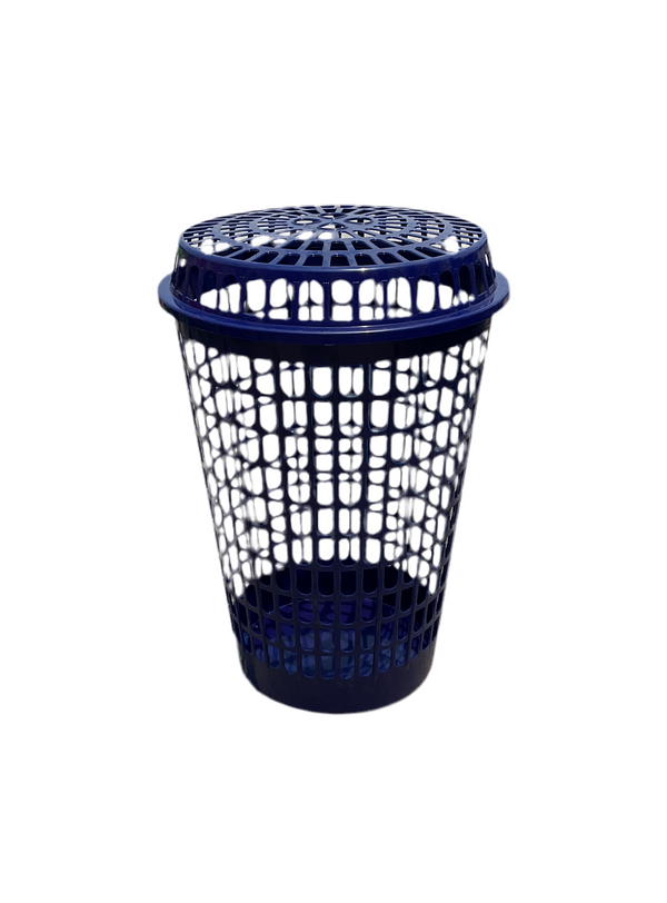 CESTO CALADO IRIS C/TAPA AZUL MARINO