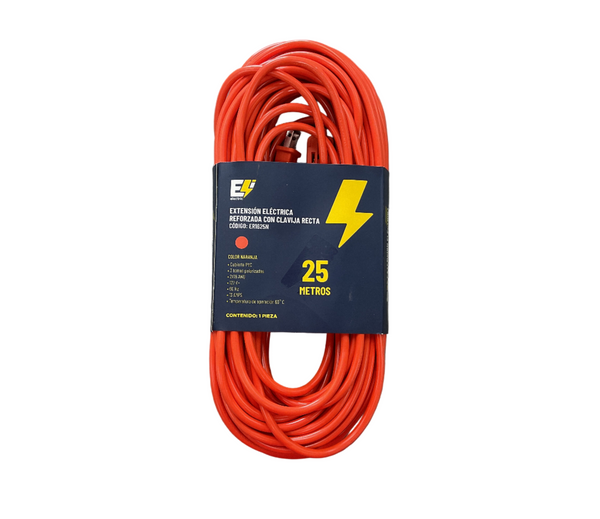 Extensión Eléctrica Naranja Con Clavija Estándar 25 M