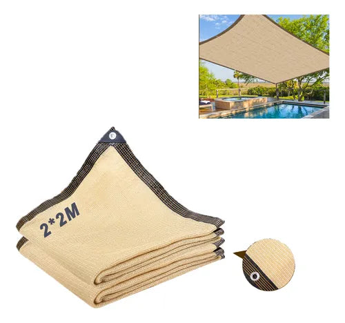 MALLA SOMBRA 2X2 BEIGE 95% REFORZADA