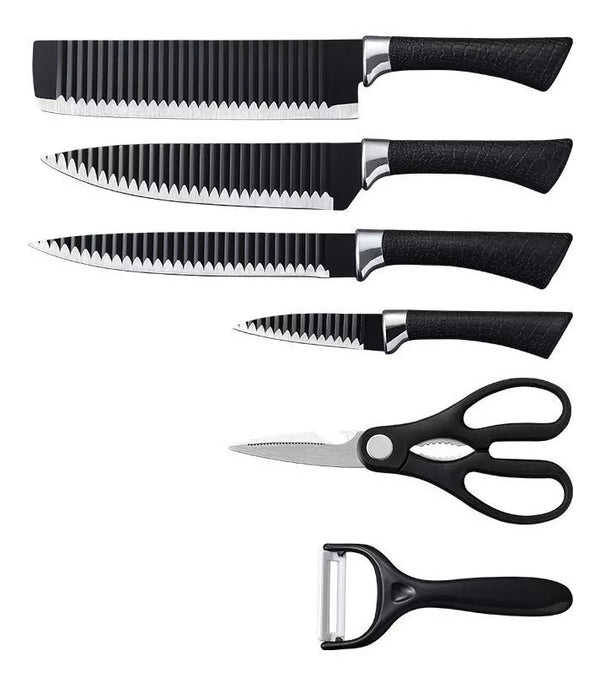 JUEGO 4 CUCHILLOS + TIJERAS + PELADOR