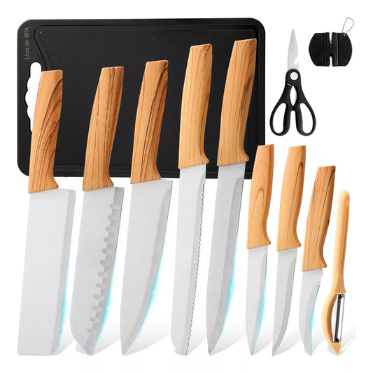 JUEGO CUCHILLOS 12 PZ MANGO MADERA