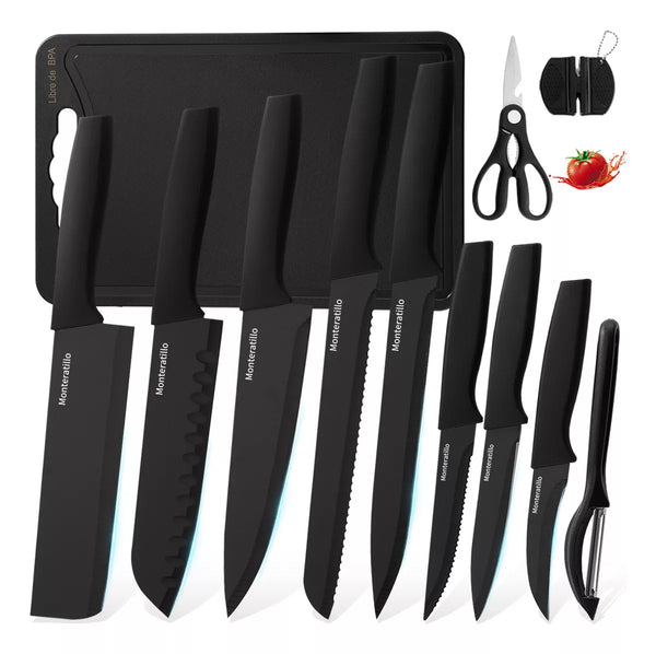 JUEGO DE CUCHILLOS NEGRO 12 PZ