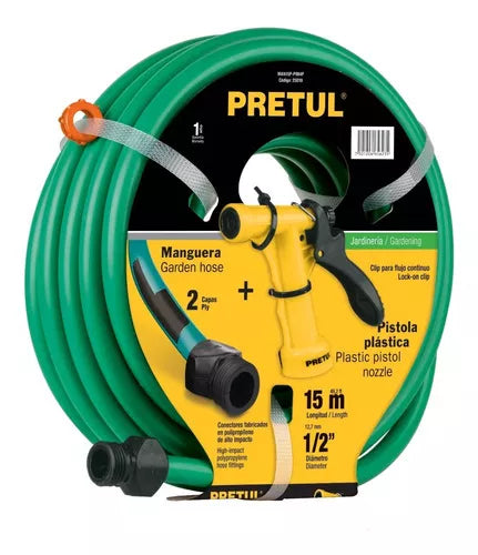 MANGUERA BASICA 15 M CON PISTOLA PRETUL