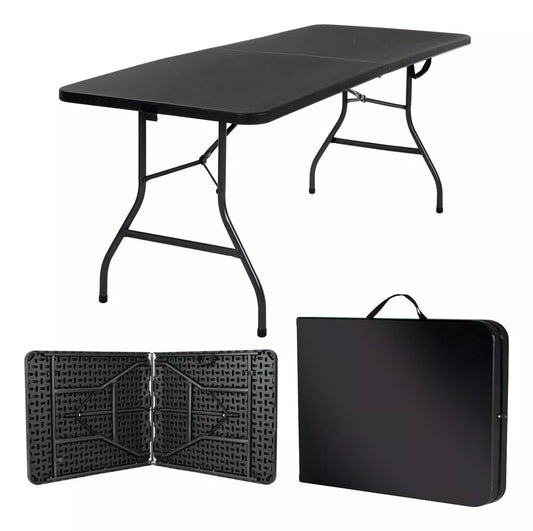 MESA PLEGABLE 180 x 74 NEGRA REFORZADA GREENLAND
