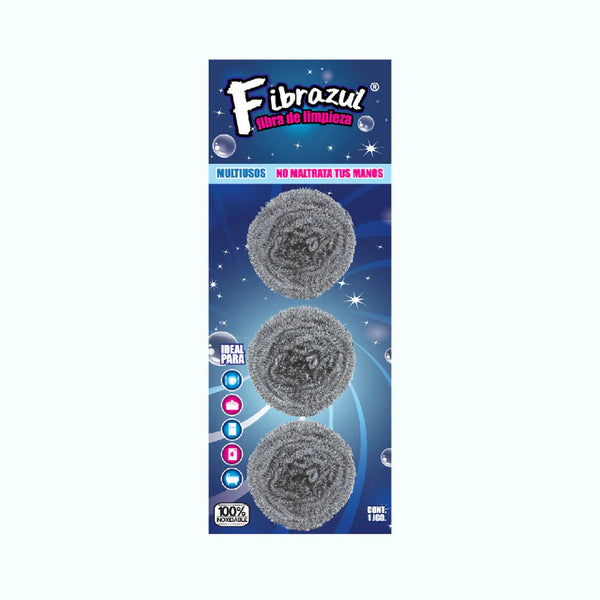 FIBRAZUL 3 PZ BLISTER ACERO INOX