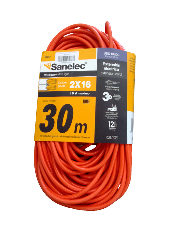 EXTENSION ELECTRICA 30 M USO RUDO SANALEC 2387