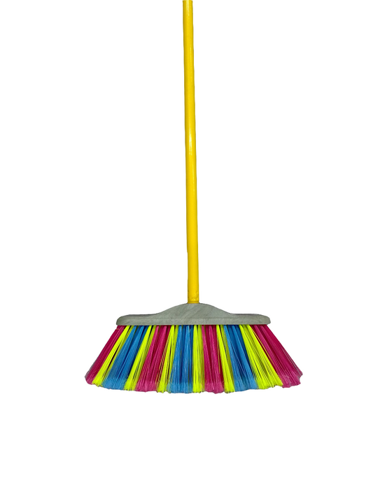 ESCOBA COLORAMA CON BASTON METALICO