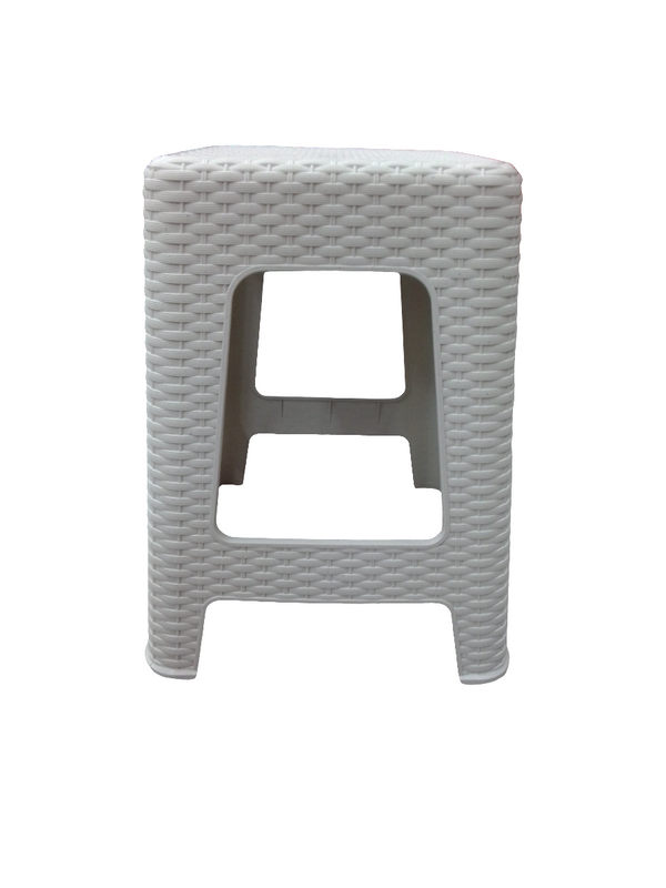 BANCO RATTAN CUADRADO BLANCO