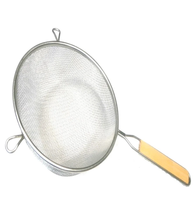 Colador de Acero Inoxidable 27 cm Doble Malla con Mango de Madera Travessa